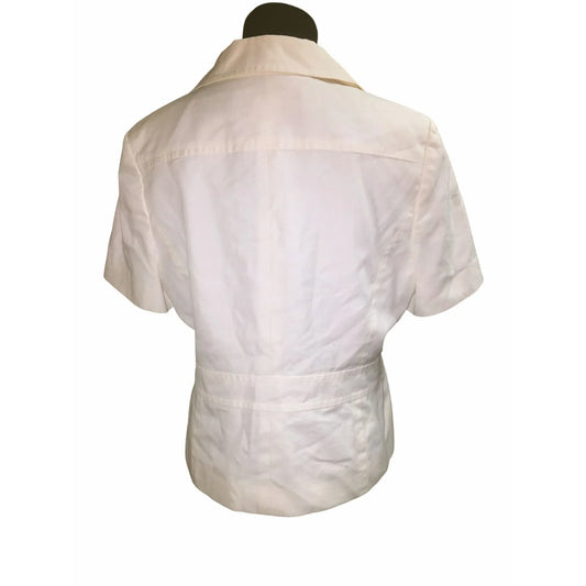 Louis Feraud Women's White Buttoned & Collared Shirt Size 10 - A+ Stuff