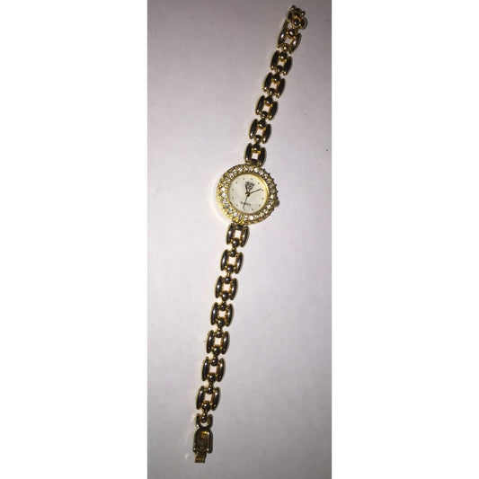 Womens Elizabeth Taylor Quartz Watch Gold Tone w/ Rhinestones - A+ Stuff