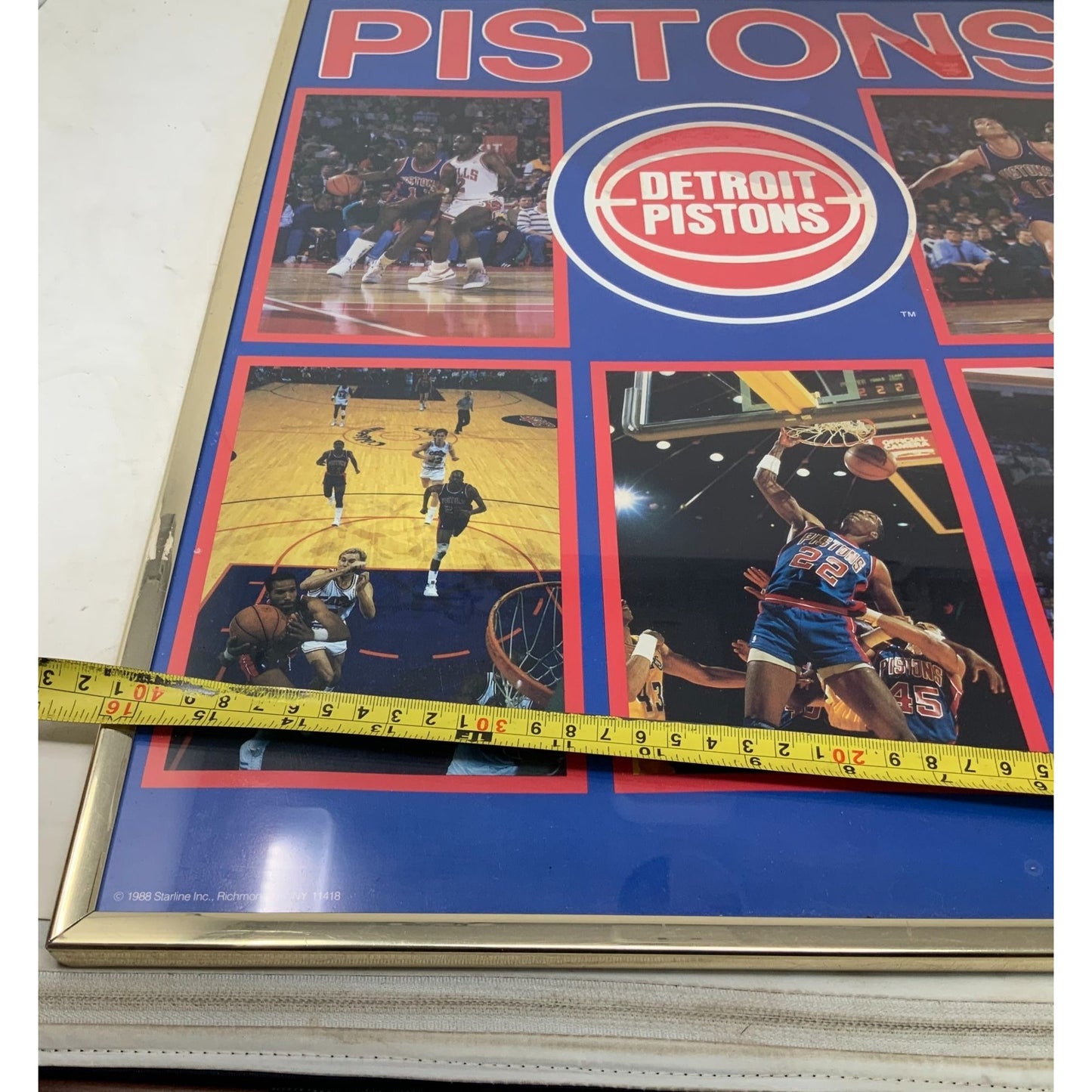 Vintage Detroit Pistons 1988 Starline Inc. NBA Basketball Framed 20x16 Poster