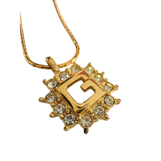 Givenchy G with Burst of Rhinestones Necklace