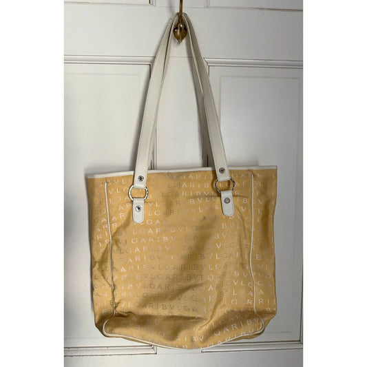Bvlgari Logo Mania Pale Yellow Shoulder Bag / Tote - A+ Stuff