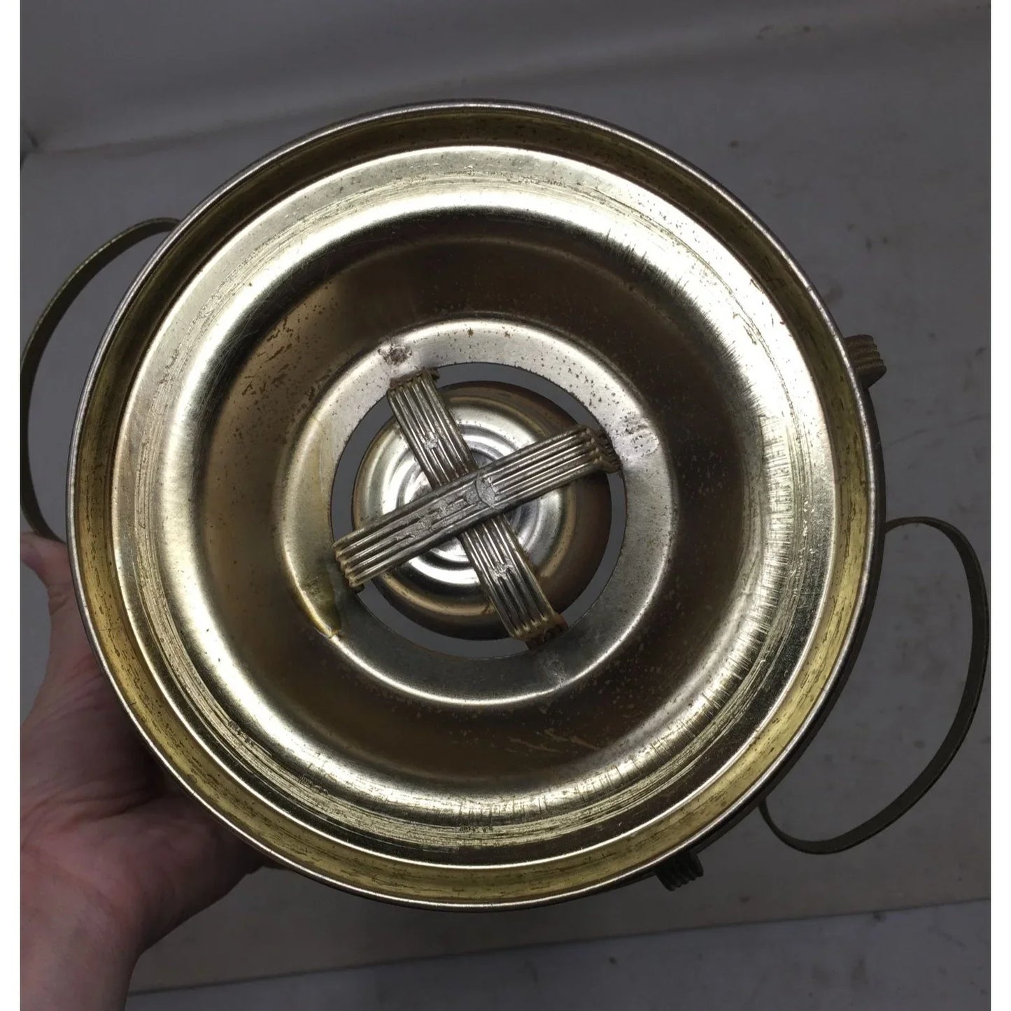 Vintage Chafing Warming Stand and Lid with Pyrex Milk Glass Casserole Dish - A+ Stuff