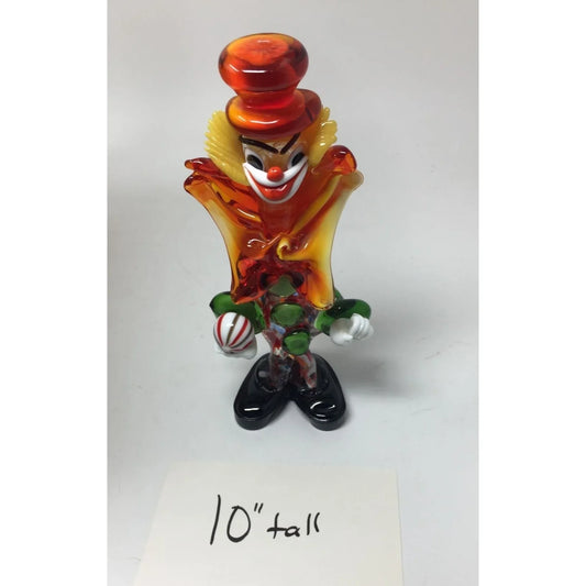 MURANO Colorful Hand Blown Art Glass Clown- about 10'' Tall - Vintage (1960s) - A+ Stuff
