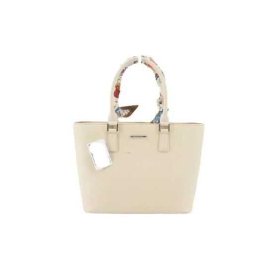 Burberry Off White Leather Tote Hand Bag with Scarf - A+ Stuff