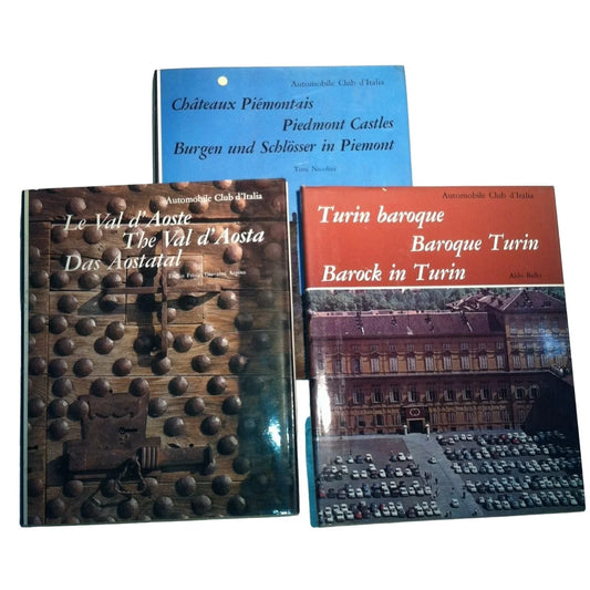 Vintage Italian Automobile Club Book Set- Chateaux Piemontais, Turin Baroque and Le Val d' Aoste - A+ Stuff
