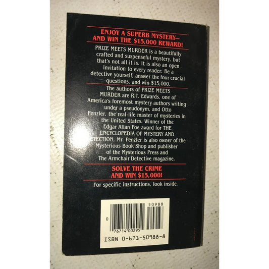 Prize Meets Murder Paperback Book- RT Edwards with Otto Penzler - A+ Stuff