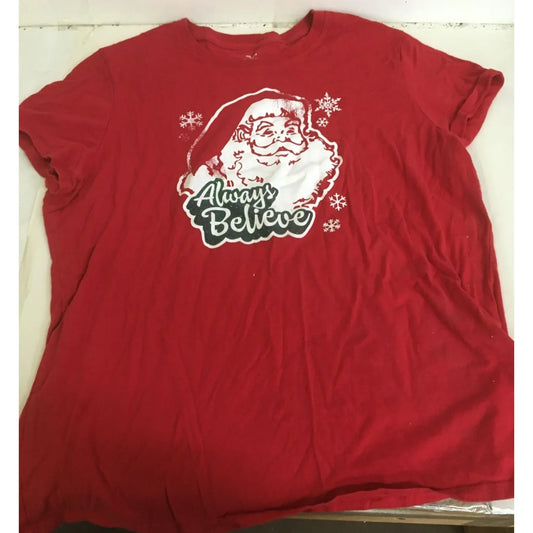Womens XXL Always Believe Christmas Red/Green Tee Shirt - A+ Stuff