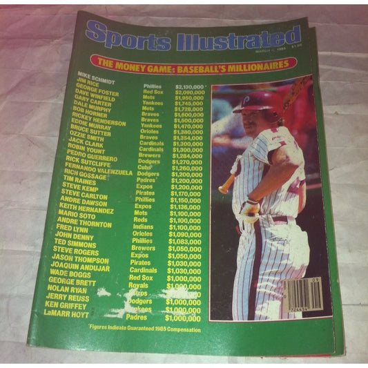 Sports Illustrated March 4, 1985 Mike Schmidt The Money Game: Baseballs Millionaires - A+ Stuff