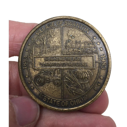 Vintage Collectible Gold Tone Coin State of Ohio 1883 Village of Swanton 1983 A+ Stuff A+ Stuff