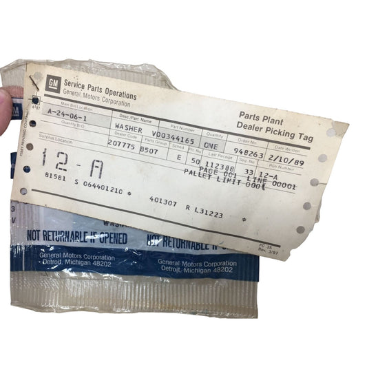 GM General Motors Washer Part V00344165 New old Stock