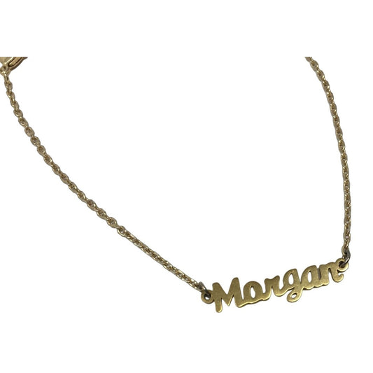 Gold tone Women's/Girls Bracelet or Anklet with the name "Morgan" In Cursive