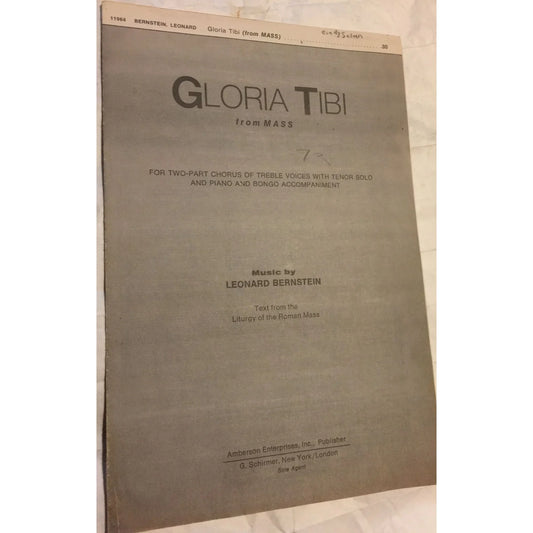 Gloria Tibi from MASS By Leonard Bernstein Vintage Sheet music - A+ Stuff