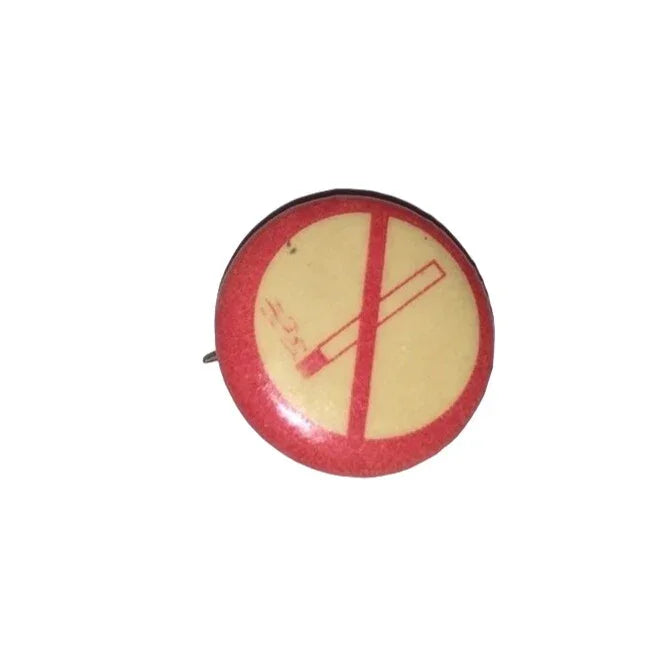 Vintage No Smoking Lapel Hat Pin Round Cigarette w/ Red "NO" Circle - A+ Stuff