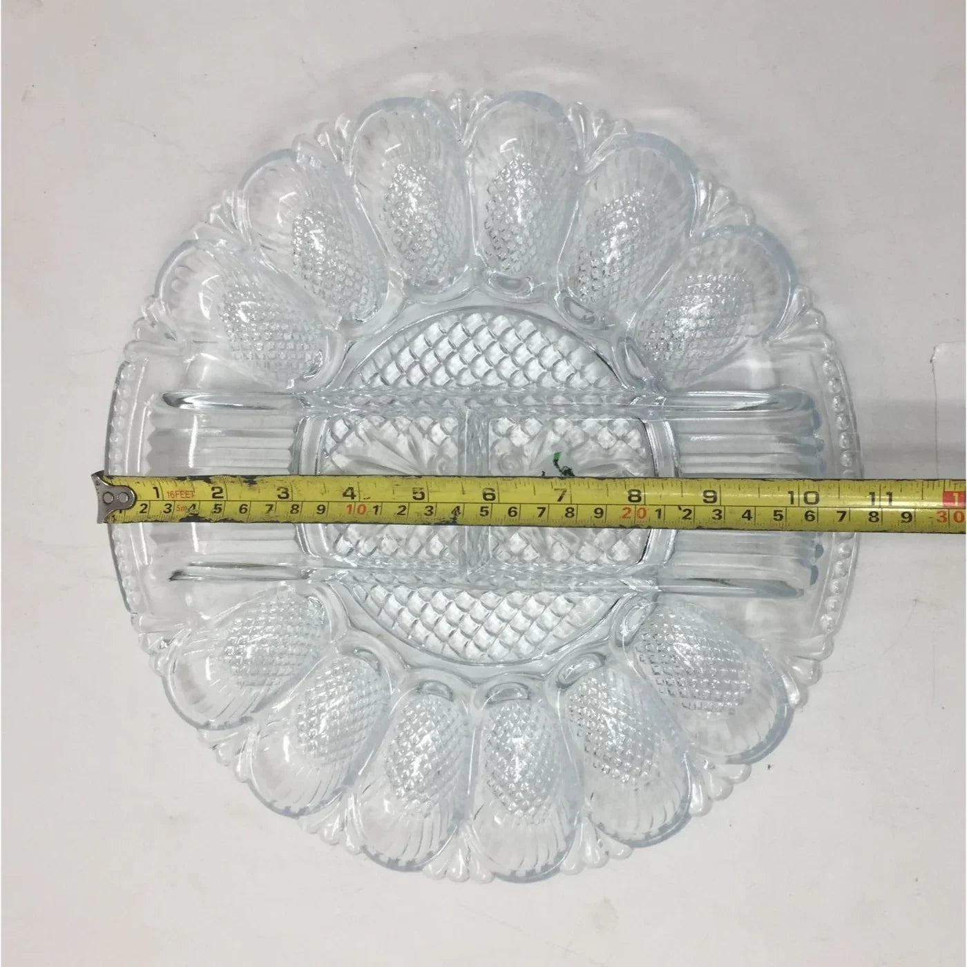 Vintage L.E. Smith Clear Glass Deviled Egg/Condiment Platter - A+ Stuff