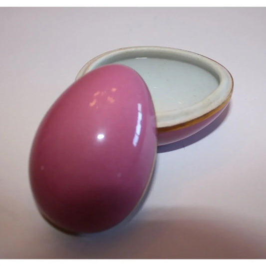 Limoges France Pink Egg Shaped Jewelry Holder/Trinket Dish - A+ Stuff
