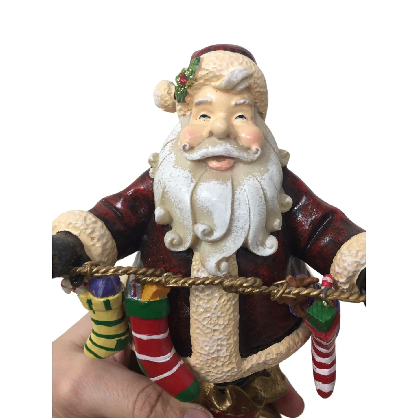 Nostalgic Santa Figurine with Stockings and Presents- Moves - A+ Stuff