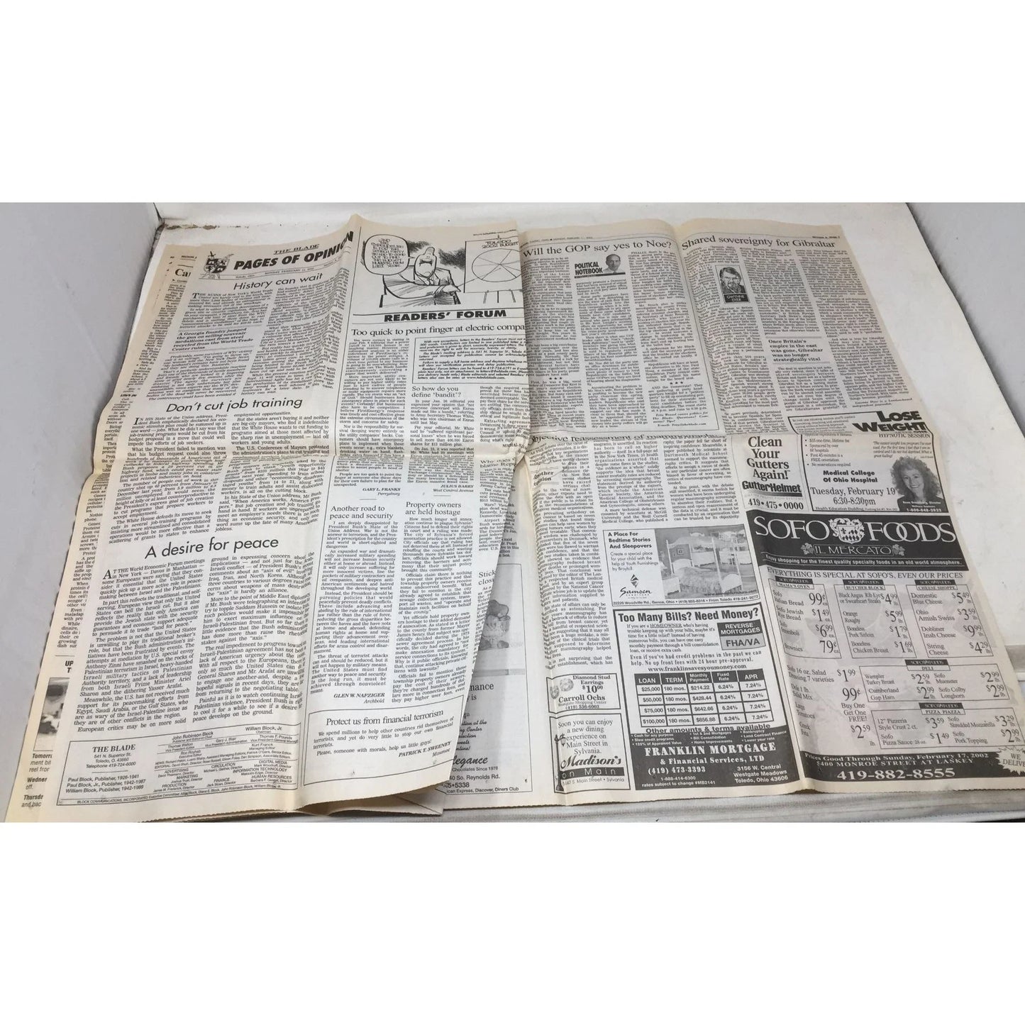 Vintage Collectible Newspaper The Blade Feb. 11, 2002 the blade A+ Stuff