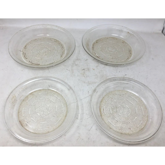 Vintage Glasbake Clear Glass Pie Plates w/ Textured Bottoms- Set of 4 A+ Stuff A+ Stuff