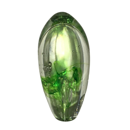 Vintage 1997 Collectible Signed on Bottom Marty Christy Green Glass Art Piece 4" - A+ Stuff