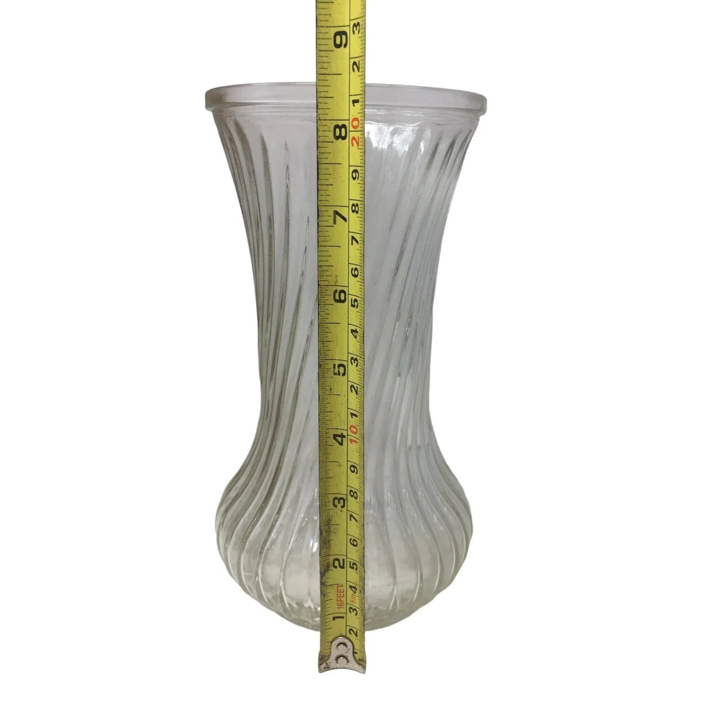 Vintage Hoosier Glass Vase- Tall/Clear Flower Vase Embossed Ribbed Design 4082-4090 hoosier A+ Stuff