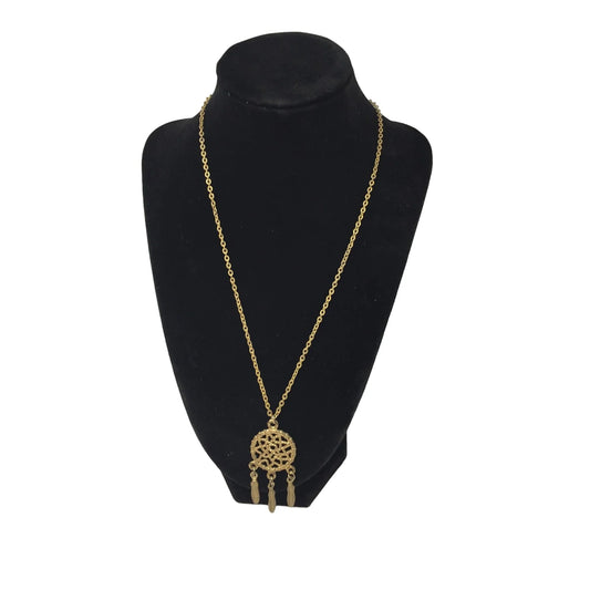 Women's/Girls Gold Toned Dream Catcher Necklace - A+ Stuff