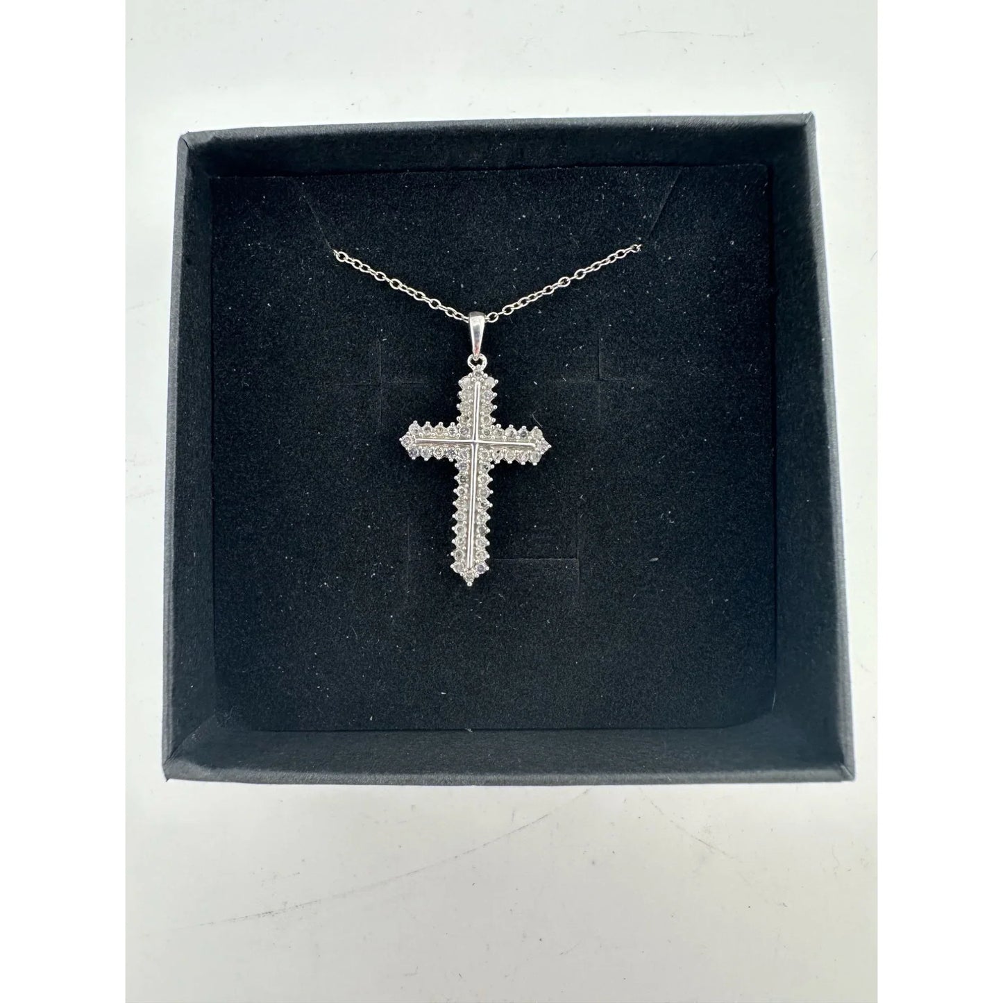 Shimmering 1/2 ct Diamond Cross Necklace - Sterling SIlver - A+ Stuff