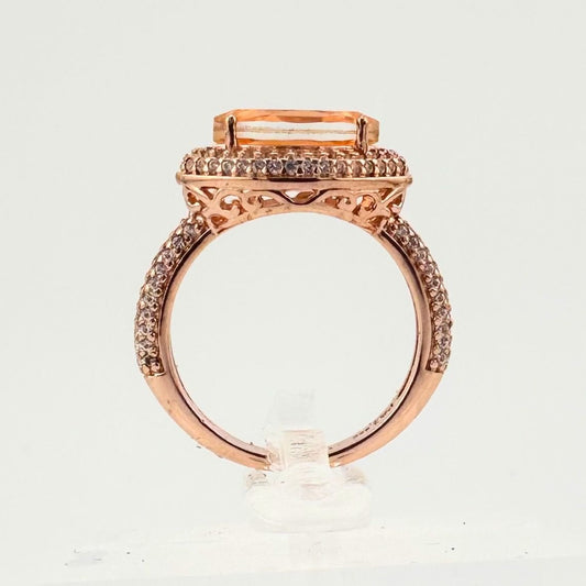 Marquis Cut 2 Ct. Morgainte Doublet Ring. 14kt Gold Overlay Sterling - Size 8.25