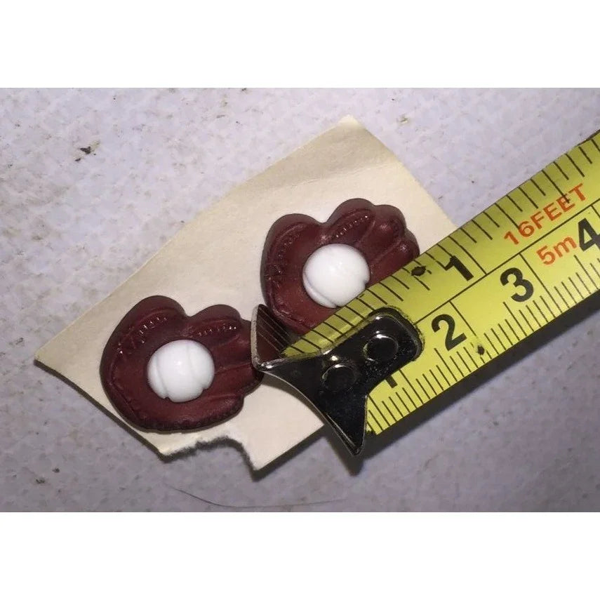 Womens Softball Mitt Earrings - Brown and White - A+ Stuff