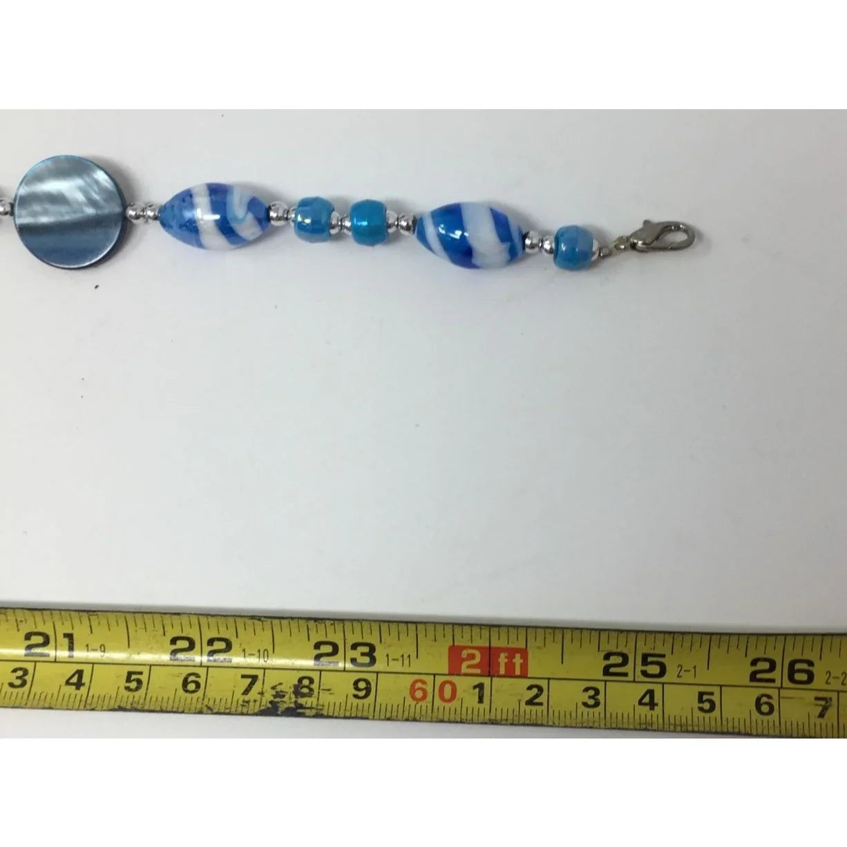 Womens Blue Beaded Necklace with Matching Dangly Earrings - A+ Stuff