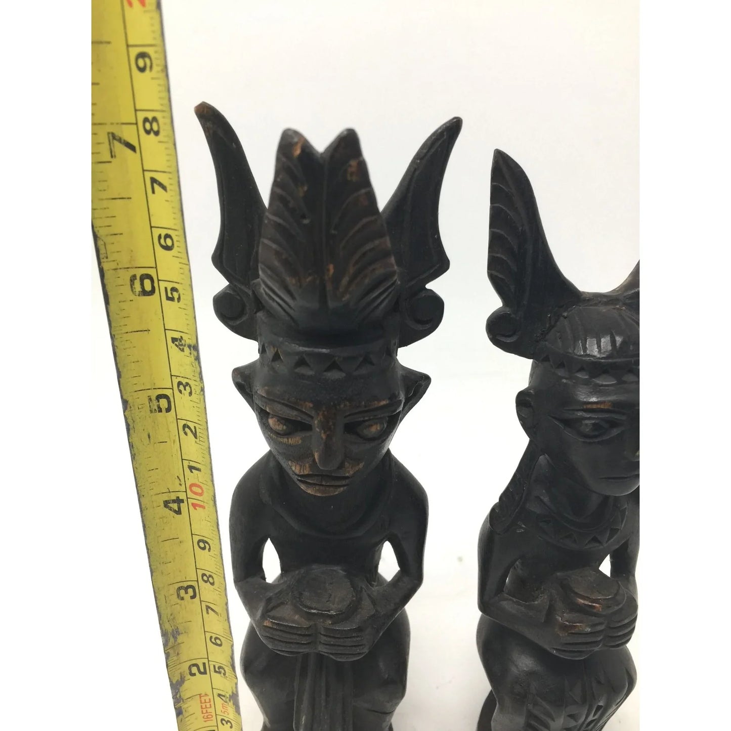 Vintage Hand Carved Afrlcan Wood Sculptures (2) - about 7" tall - A+ Stuff