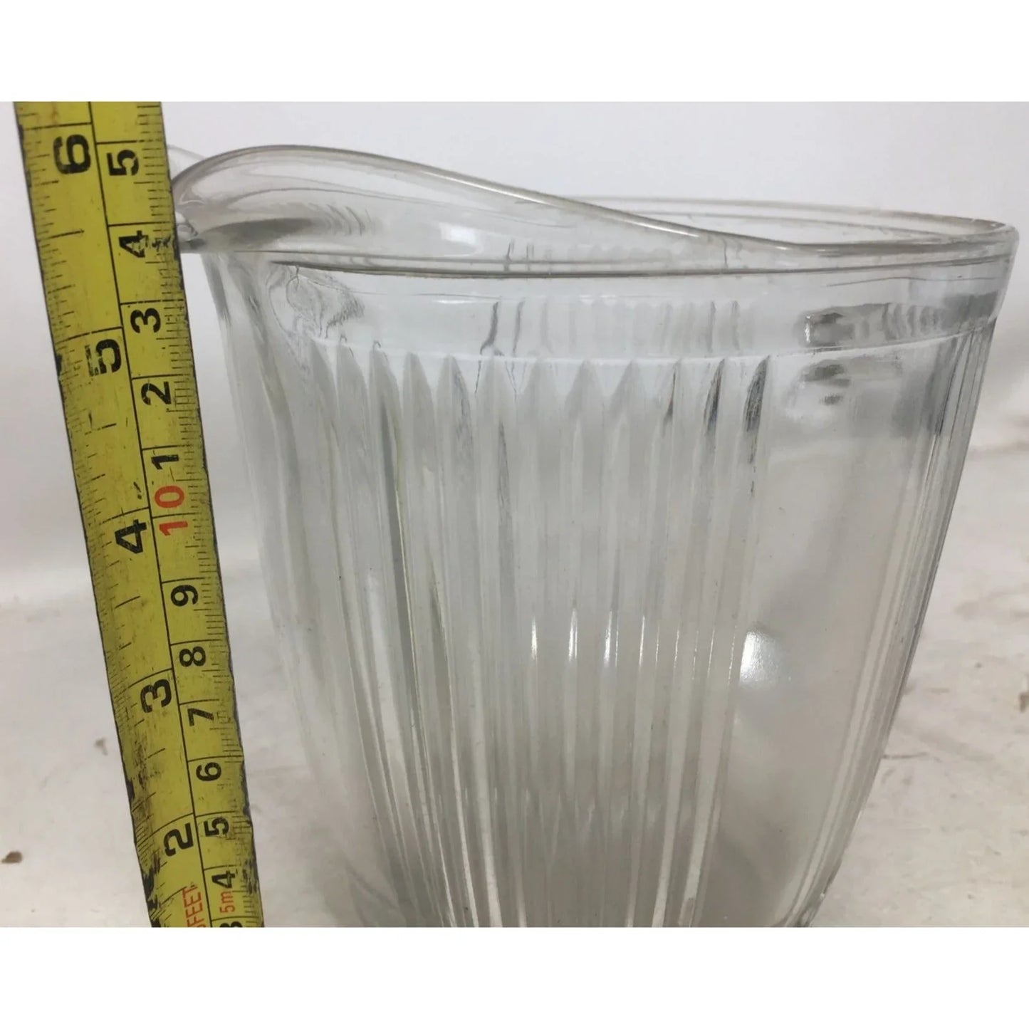 Vintage Antique Ekco Chicago Clear Glass Ribbed Juice Cocktail Pitcher A+ Stuff A+ Stuff