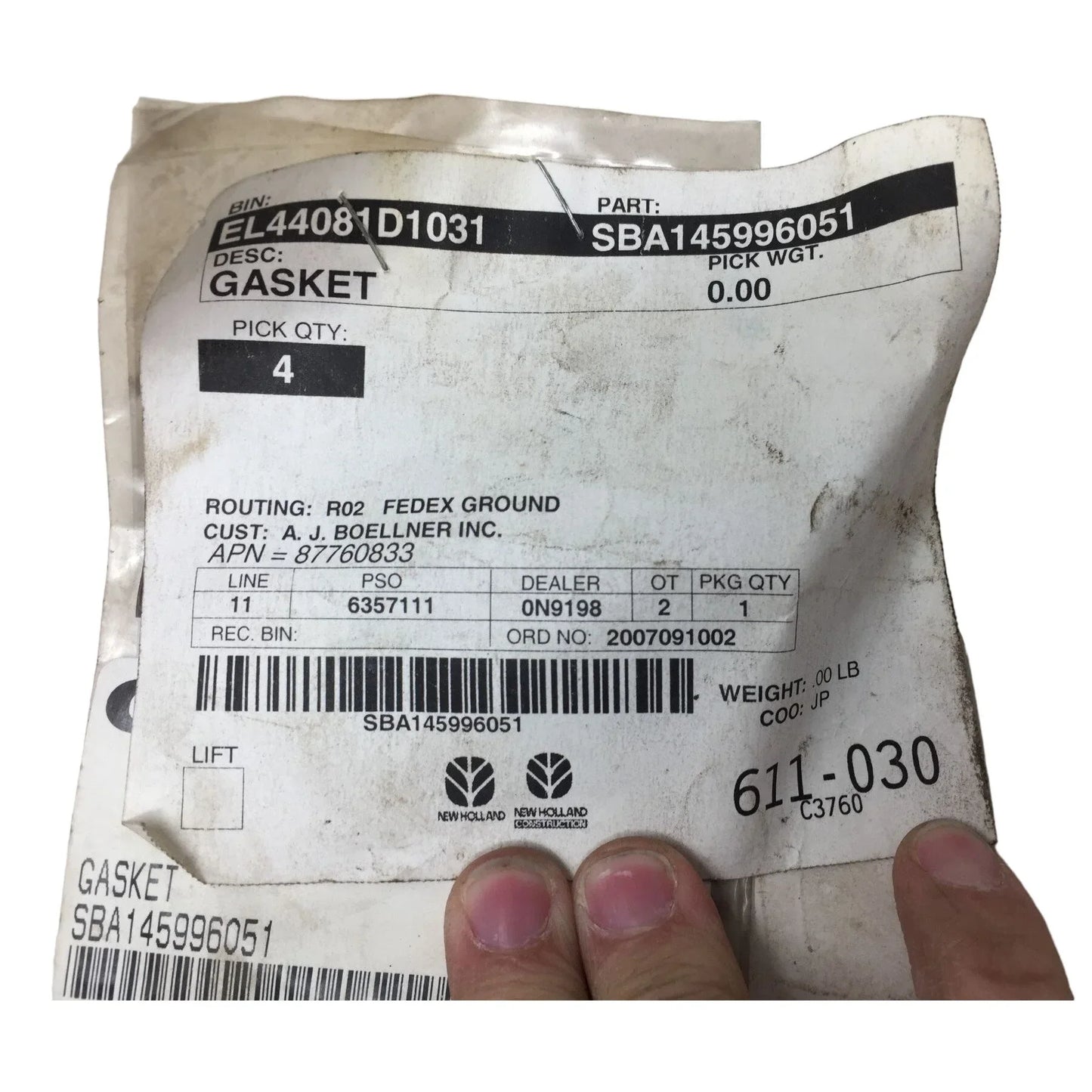 CNH New Holland SBA145996051 Gasket- New in Bag - A+ Stuff