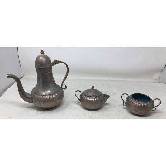 Vintage Coffee/Tea Set- Coffee/Tea Pot, Sugar and Cream Metal Dishes A+ Stuff A+ Stuff