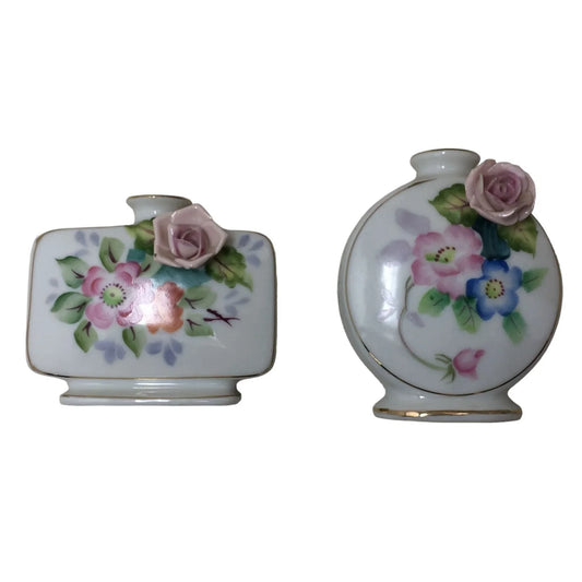 Vintage Miniature Porcelain Bud Vases Hand Painted Made in Occupied Japan A+ Stuff A+ Stuff