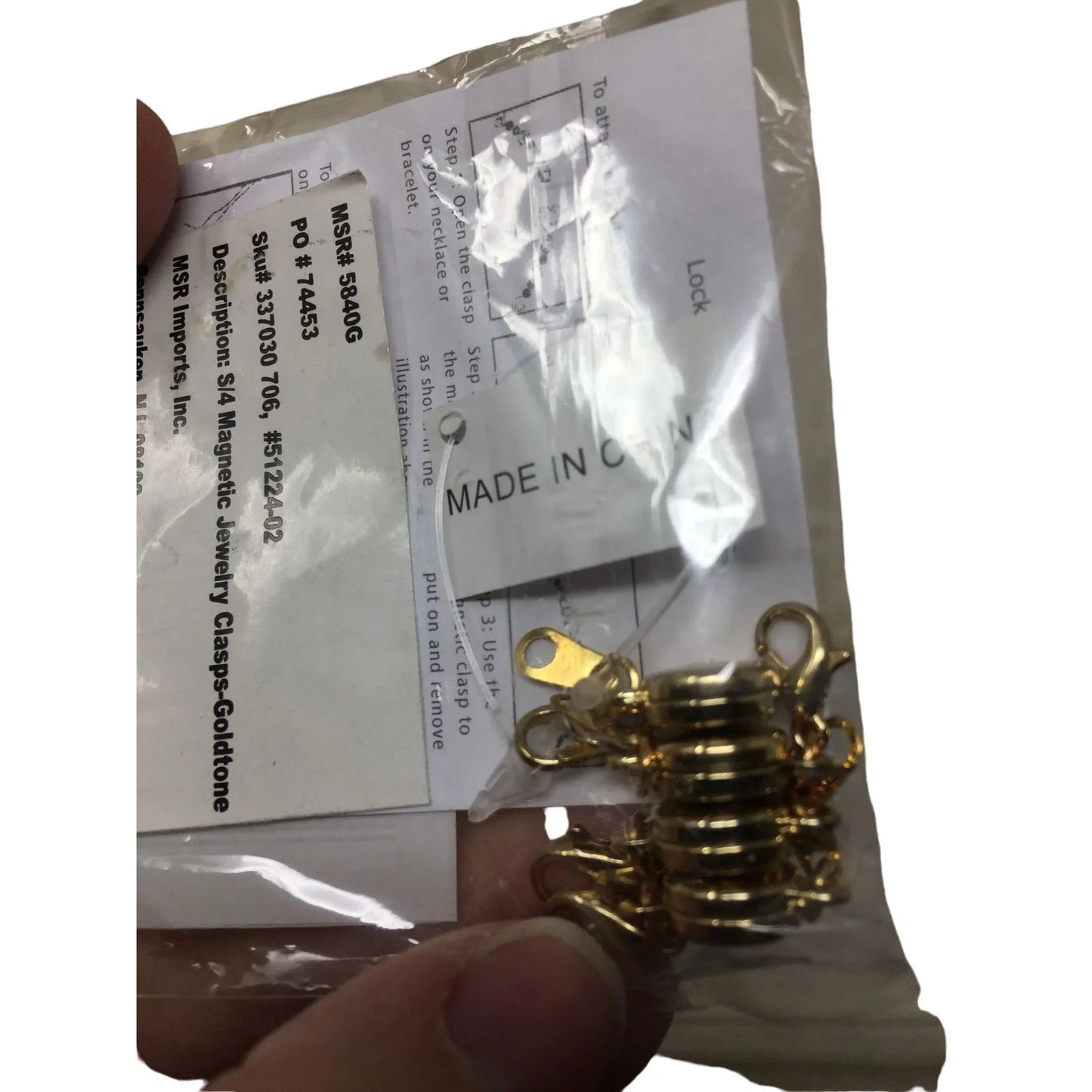 Locking Magnetic Gold Colored Clasps for Bracelets/Necklaces- New in bag -- A+ Stuff Crafting and Repair
