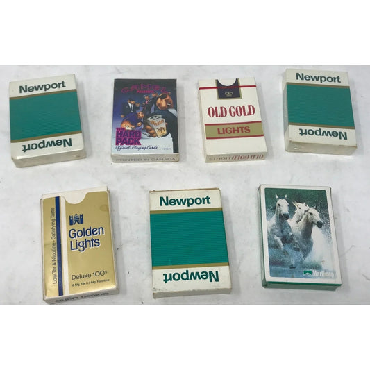Vintage Cigarette Playing Cards- 3 Newports, 1 Marlboro, 1 Old Gold lights, 1 Camel - A+ Stuff