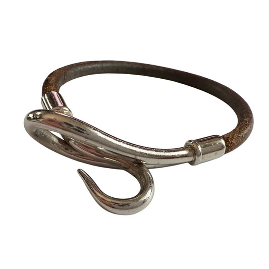 Hermès Jumbo Leather Hook Wrap Bangle Bracelet - Deep Brown