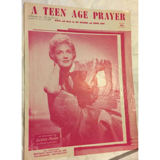 A Teen Age Prayer by Gloria Mann sheet music Bix Reichner and Bernie Lowe - A+ Stuff