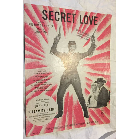 Doris Day & Howard Kneel in Calamity Jane Vintage 1953 Secret Love Photo Sheet Music - A+ Stuff