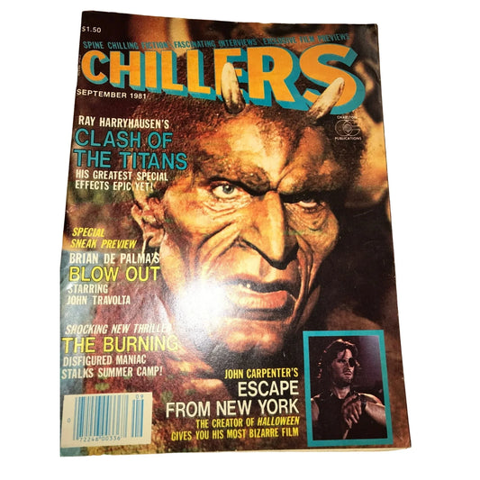 Vintage CHILLERS Magazine Clash of the Titans / Escape From New York - A+ Stuff