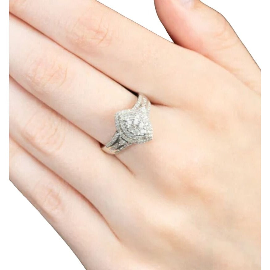 Stunning 1/2 carat Diamond Marquise Cluster Ring - Sterling Silver Size 7 - A+ Stuff