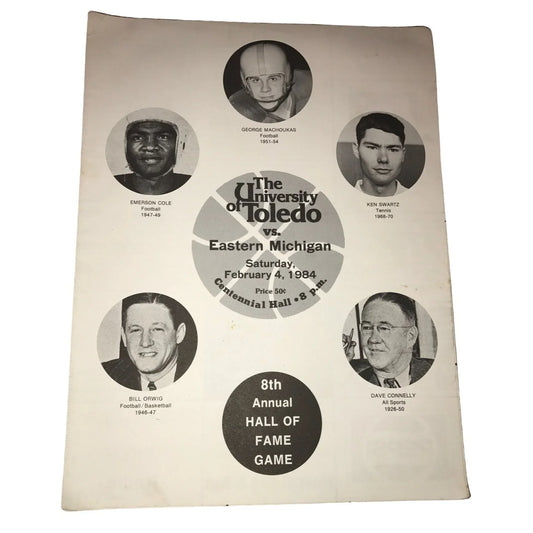 The University of Toledo VS Eastern Michigan 2-4-84 8th Annual Hall of Fame Game Vintage Program - A+ Stuff