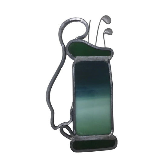 Stained Glass Golf Bag with Clubs Window Ornament- Green and White A+ Stuff A+ Stuff