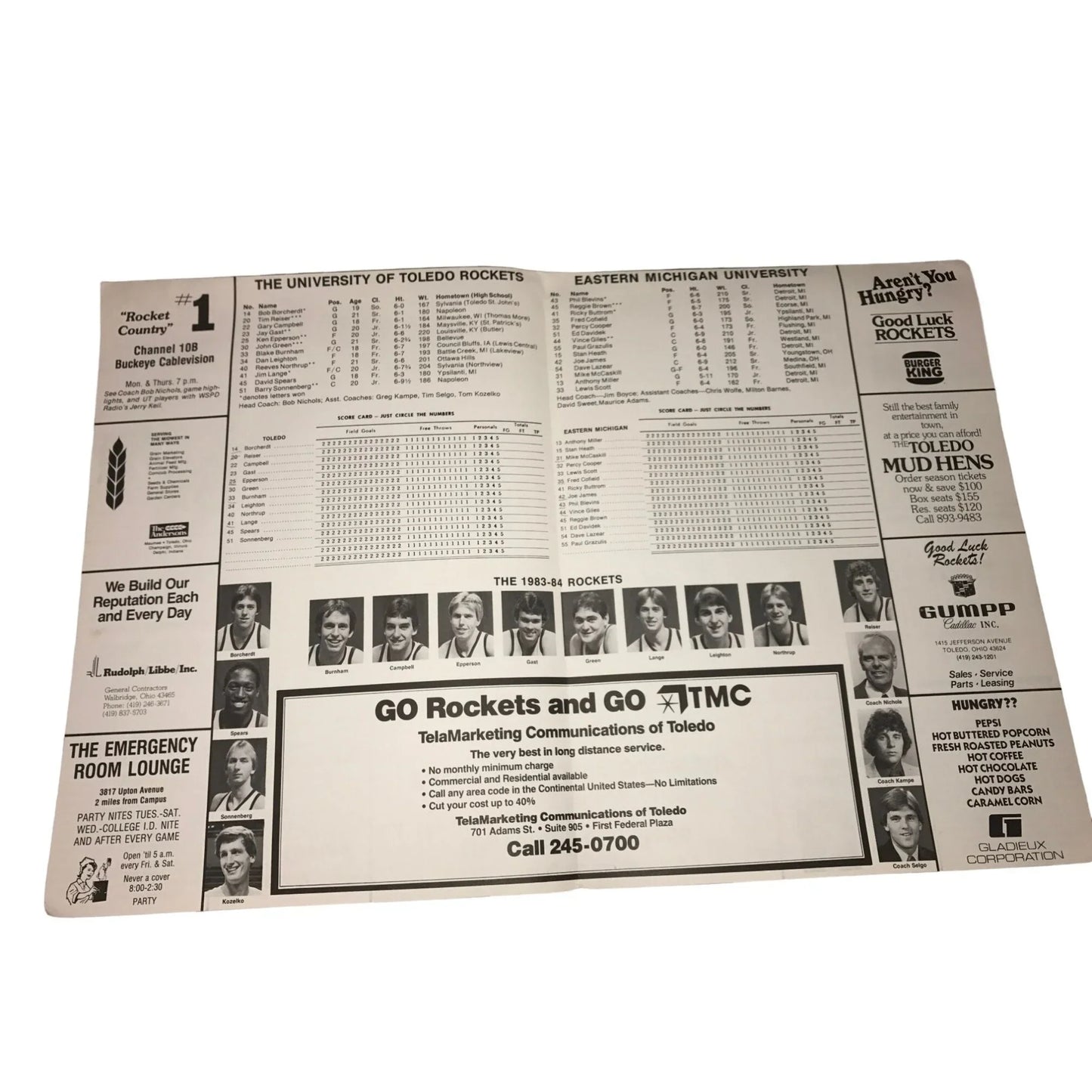 The University of Toledo VS Eastern Michigan 2-4-84 8th Annual Hall of Fame Game Vintage Program - A+ Stuff