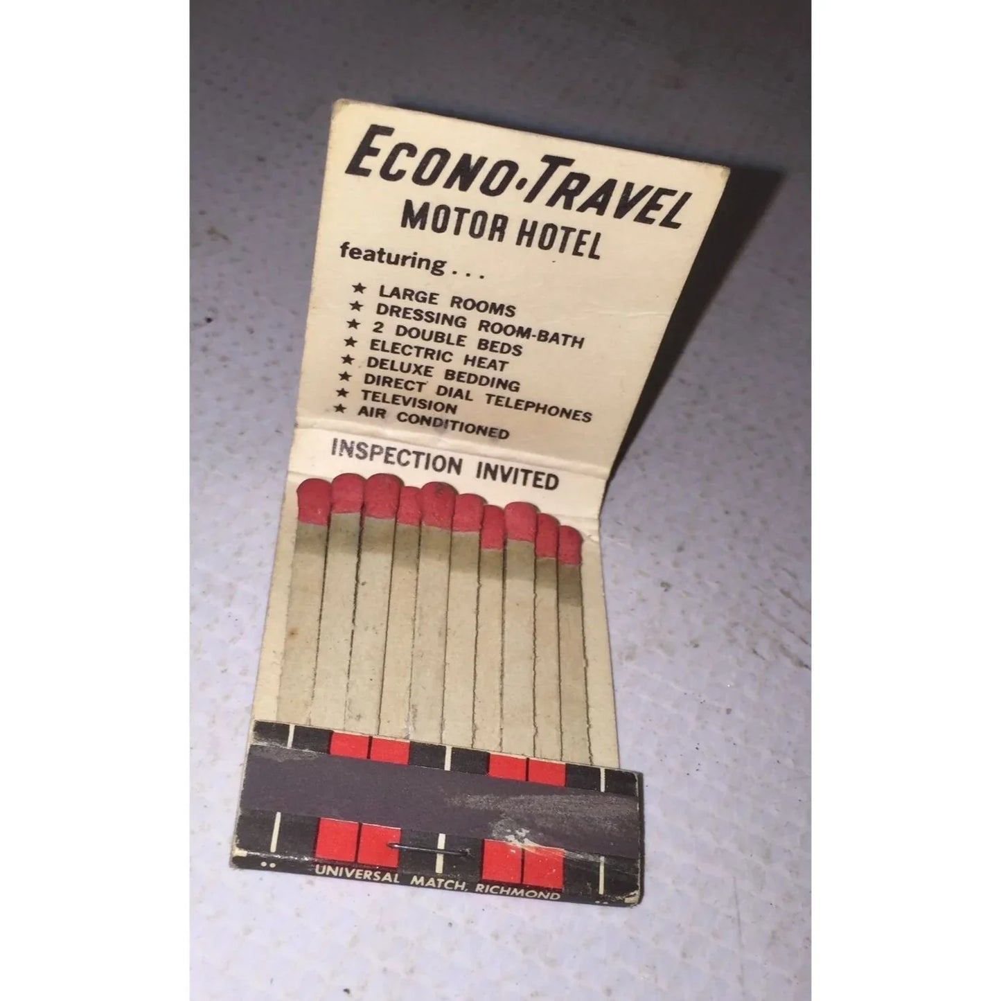 ECONO TRAVEL MOTOR HOTEL VINTAGE MATCHES - A+ Stuff