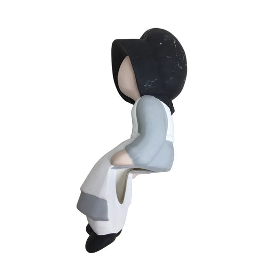 Ceramic Shelf Sitting Amish Woman/Girl Wearing Dress and Mennonite/bonnet on head-Can be painted or keep as is! A+ Stuff A+ Stuff