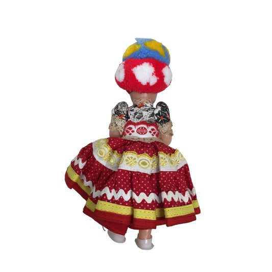Vintage Collectible Hungarian Doll wearing Traditional Costume/Pompom Headdress/Apron A+ Stuff A+ Stuff