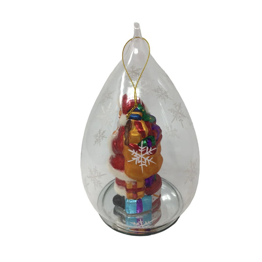 Vintage Battery Operated Light-Up Santa inside Blown Glass Snowflake Dome - 9'' tall - A+ Stuff