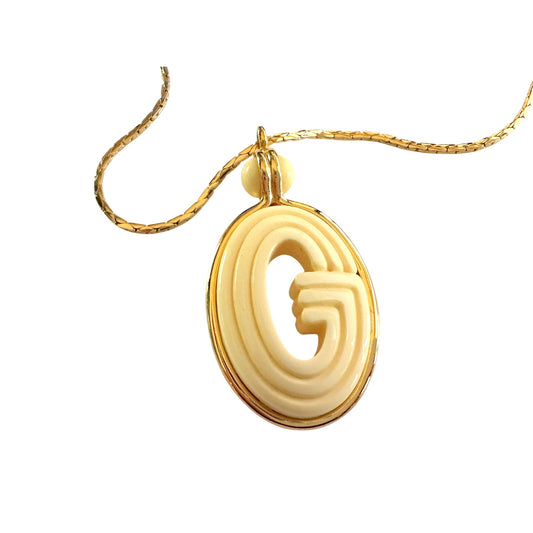 Givenchy Vintage Resin G Pendant Necklace