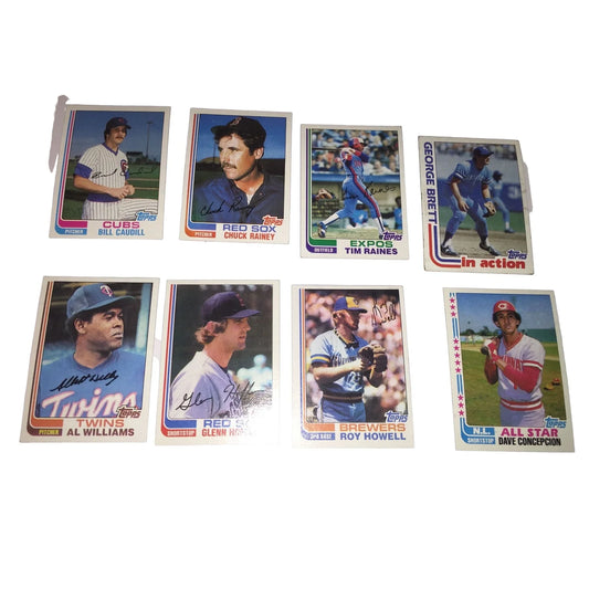 Vintage Topps Autographed Baseball Trading Cards (8) Roy Howell, Tim Raines, Al Williams, Etc... - A+ Stuff